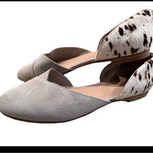 Toms Taupe Animal Print Cow  Jutti D'Orsay Flats Shoes Women Size 11